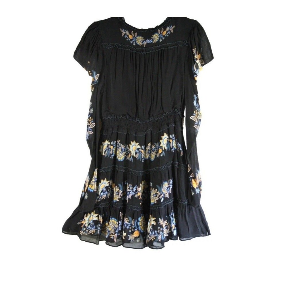 Farm Rio Black Stitched Garden Button Front Long Sleeve Dress Size Small New - Picture 3 of 7